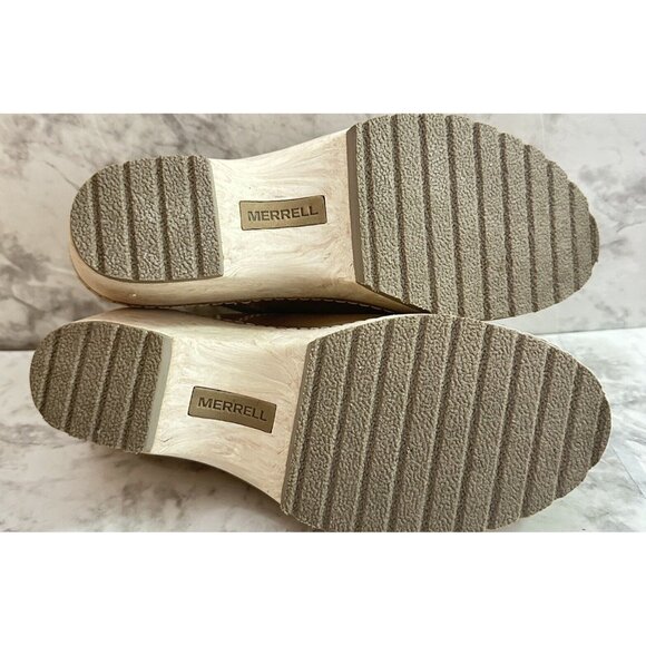 Merrell Halendi Backstrap Clog Womens 8 Moon‎ Tan Leather Shoe New - Picture 5 of 9
